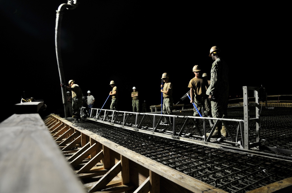 NMCB 133 early morning concrete pour