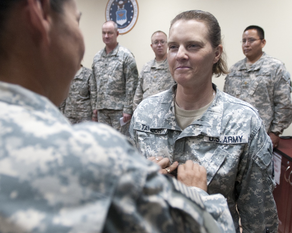 Staff Sgt. Kimberly Taylor is promoted to the rank of sergeant first class