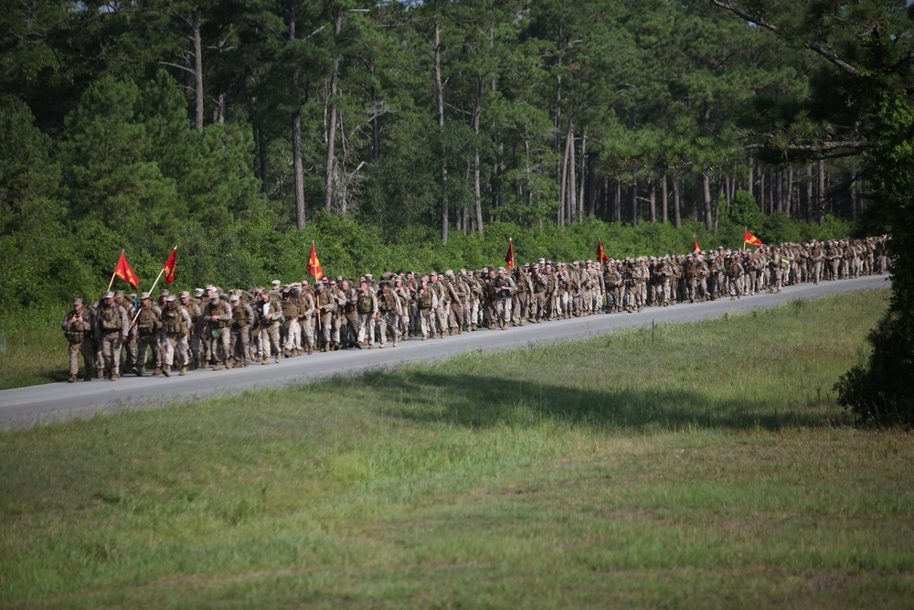Marine, sailors set the pace during 8th ESB hike