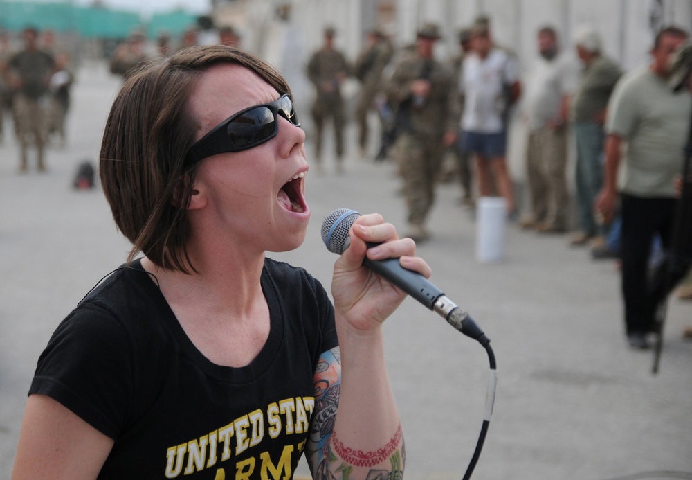 AWOL female lead vocalist entertains crowd