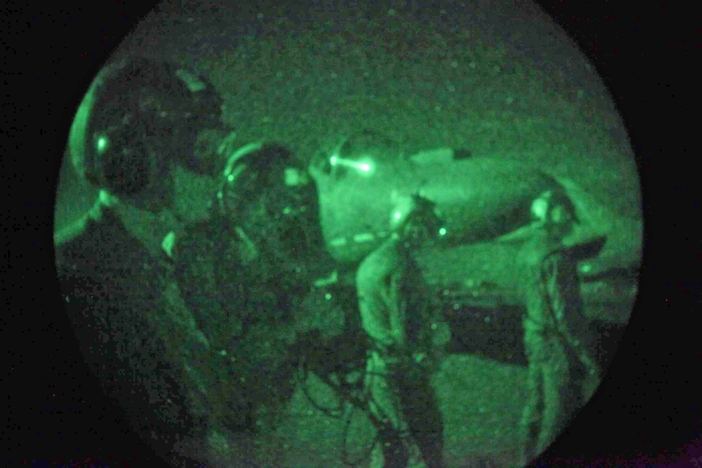 Night flight operations aboard the USS Iwo Jima