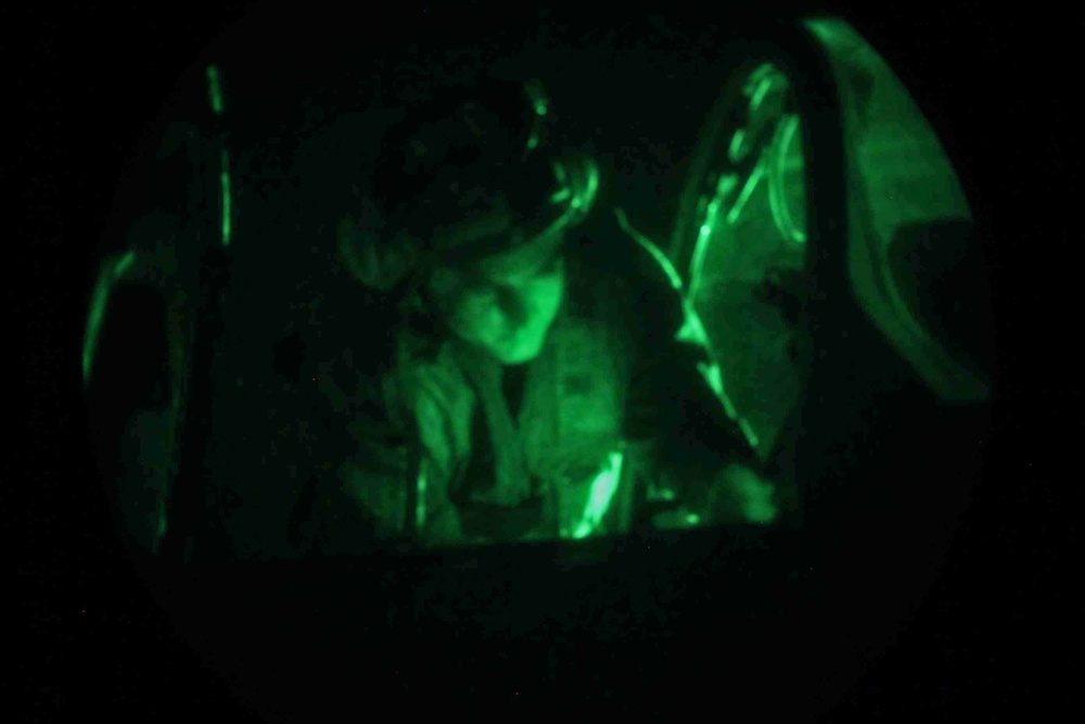 Night flight operations aboard the USS Iwo Jima