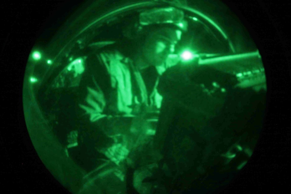 Night flight operations aboard the USS Iwo Jima