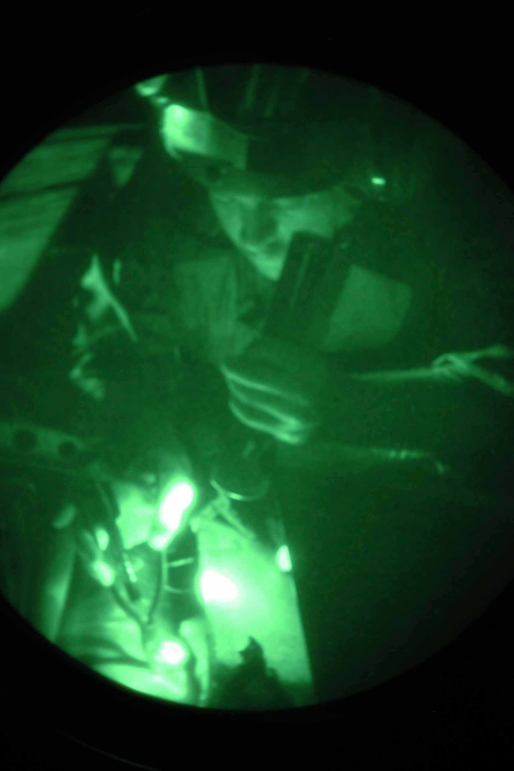 Night flight operations aboard the USS Iwo Jima