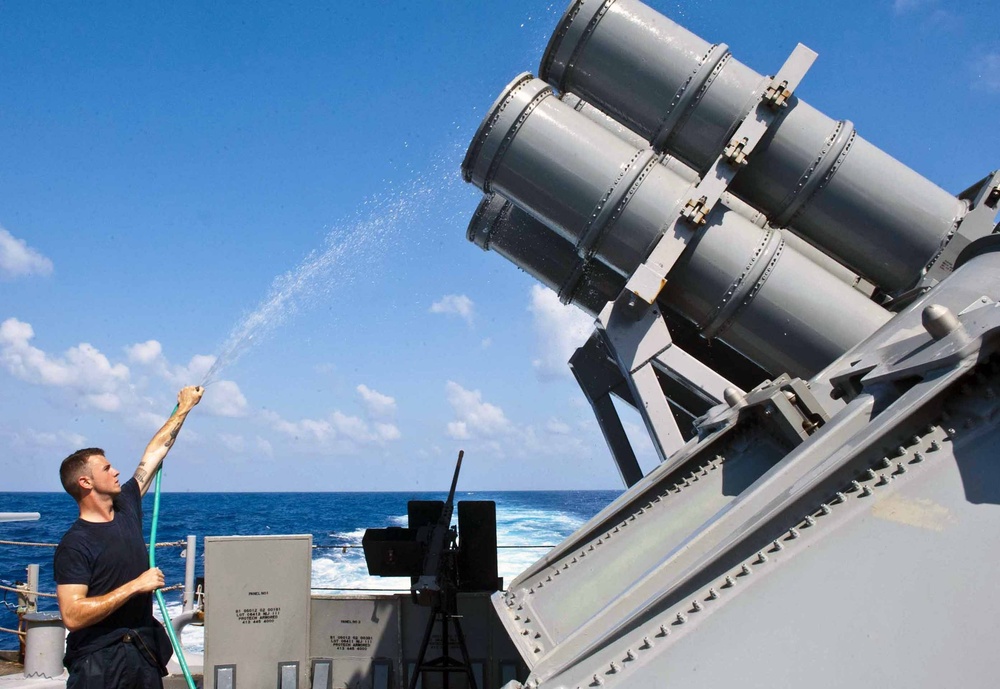 Washing MK-141 Harpoon missile launchers