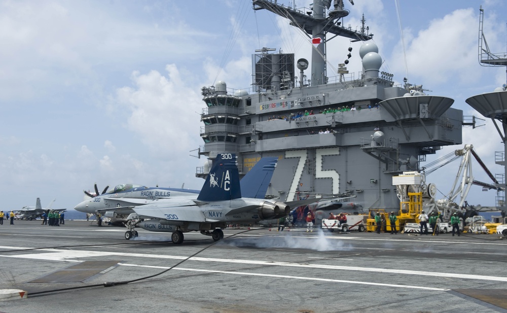 F/A-18C Hornet lands aboard USS Harry S. Truman