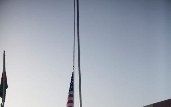 Evening Colors Ceremony on FOB Jackson for the victims of the Aurora, Colorado theatre massacre