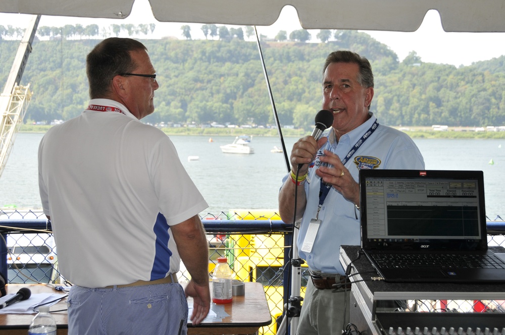 Dan Cole and Brad Luce keep regatta fans informed at the 62nd Annual Madison Regatta