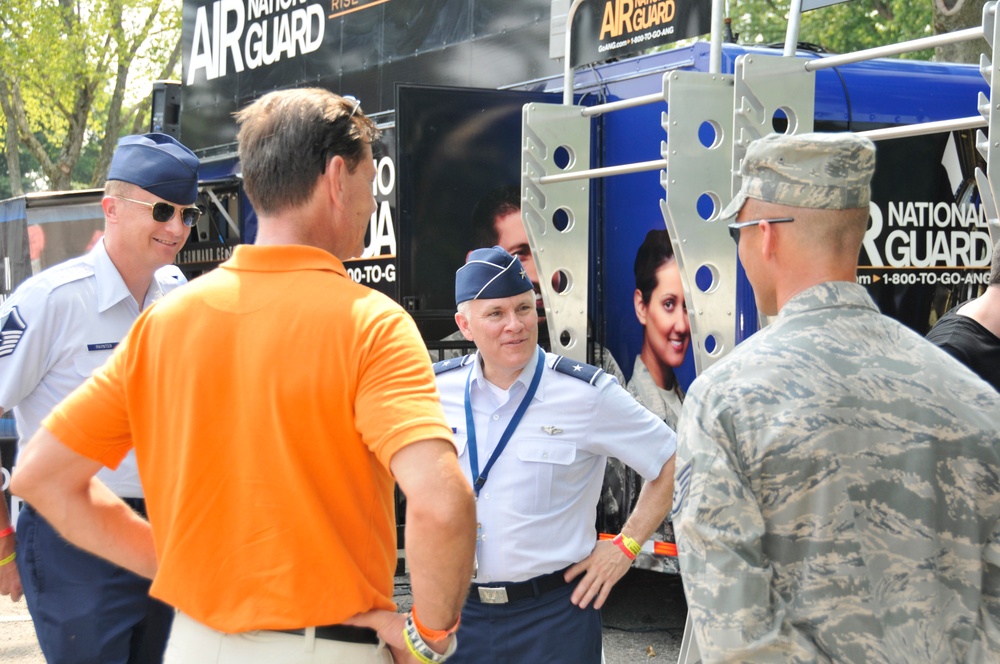 Brig. Gen. John McGoff speaks to Staff Sgt. Tim Strader at the 62nd Annual Madison Regatta