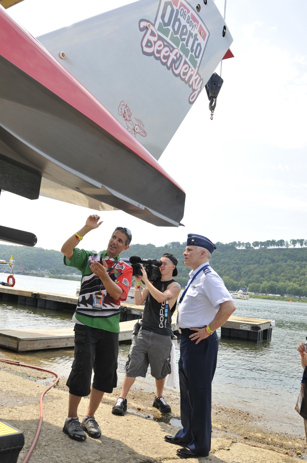 Brig. Gen. McGoff receives 360 degree tour of the U-6 Oh Boy! Oberto hydroplane
