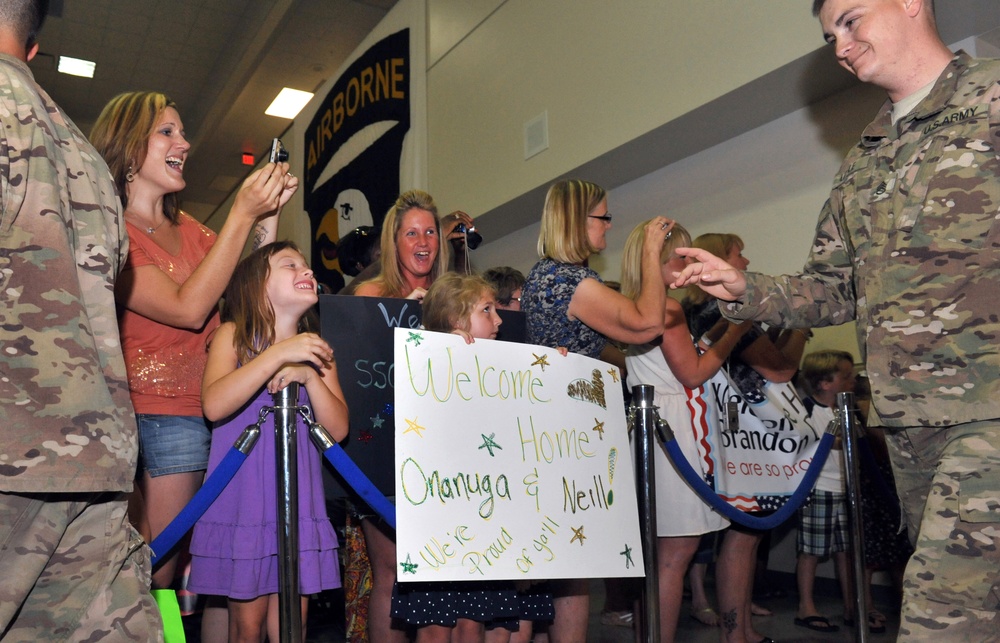 Welcome home ceremony at Fort Campbell