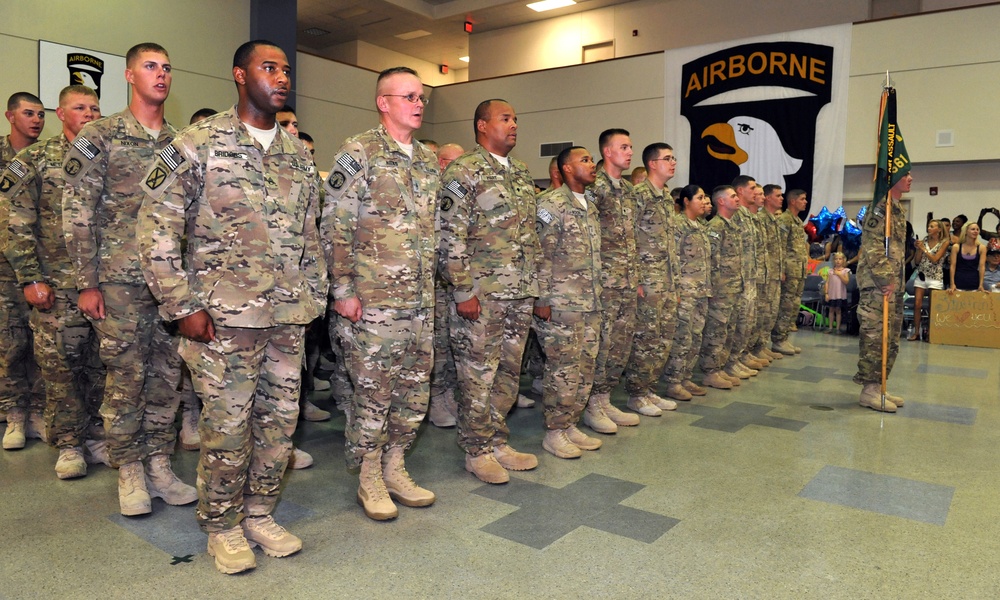 Welcome home ceremony at Fort Campbell