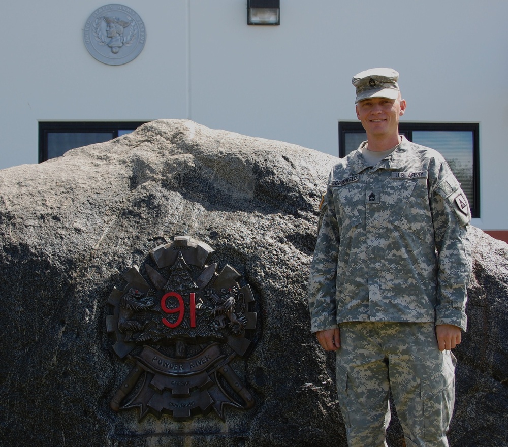 Sgt. 1st Class Jason Schoenfeld serves at Fort Hunter Liggett