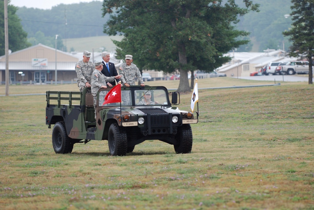 Governor Rick Snyder reviews troops