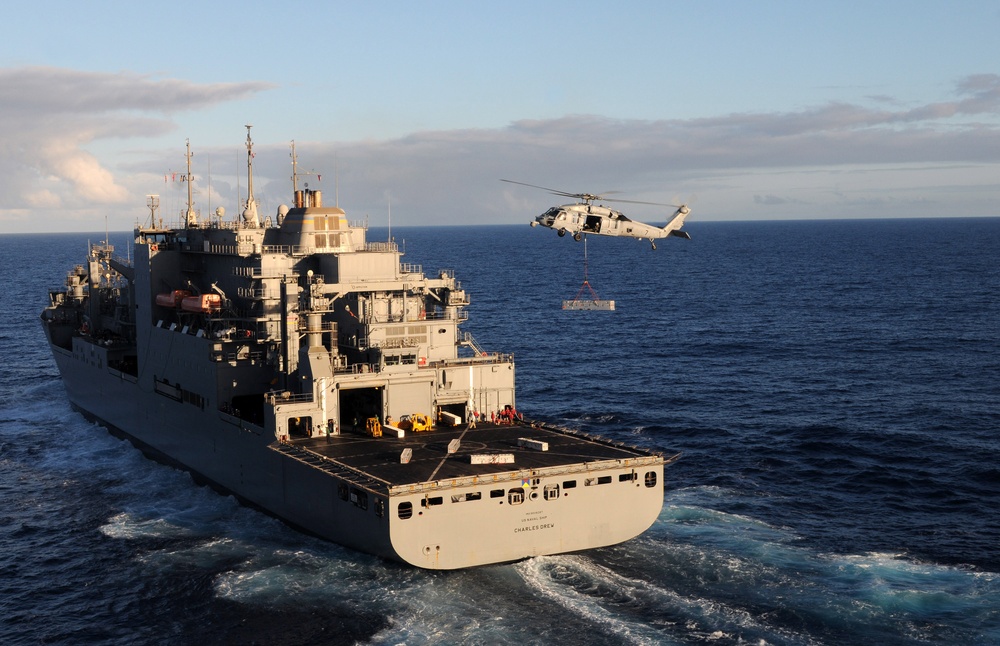 MH-60S Sea Hawk helicopter offloads ordnance