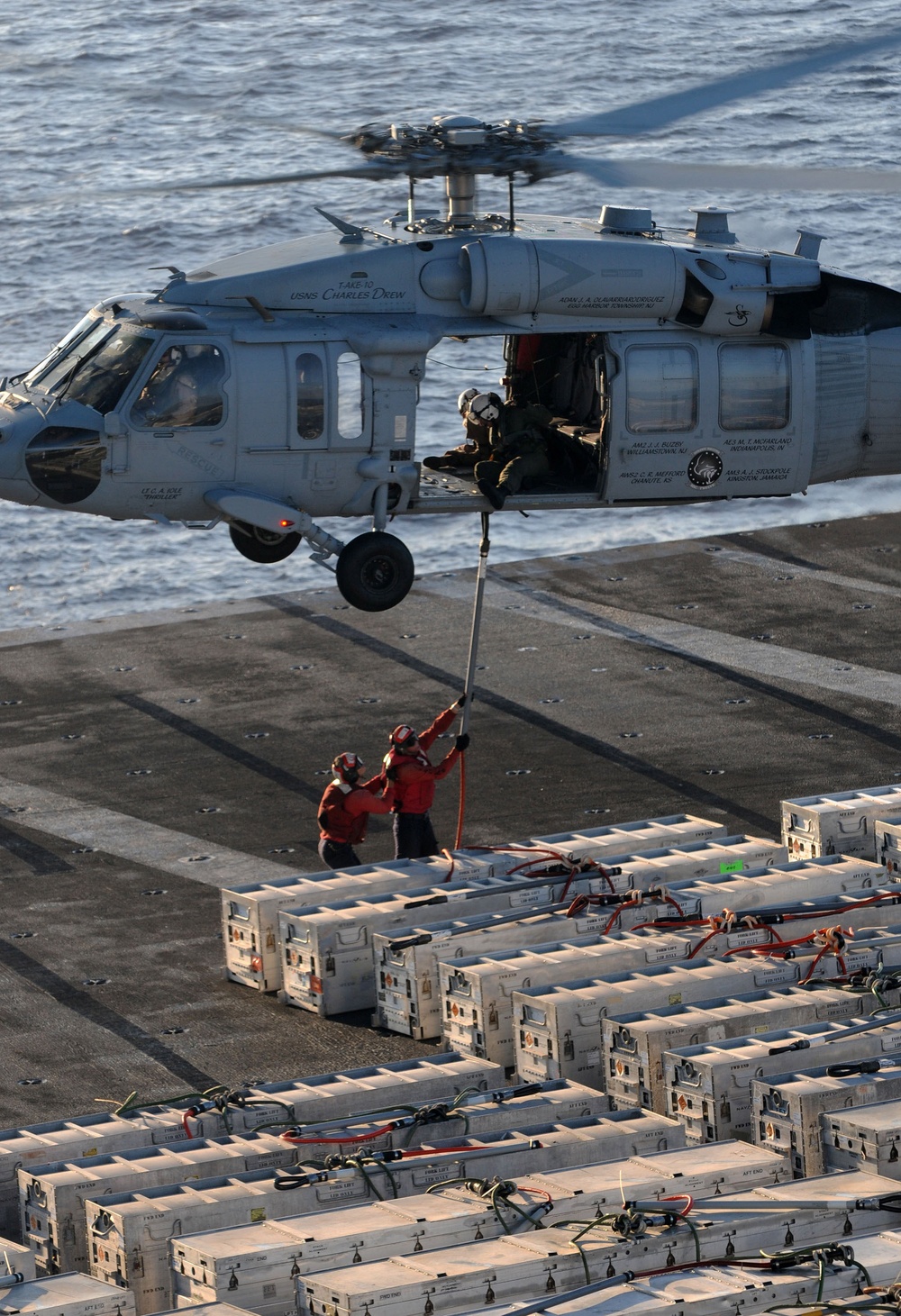 MH-60S Sea Hawk helicopter offloads ordnance