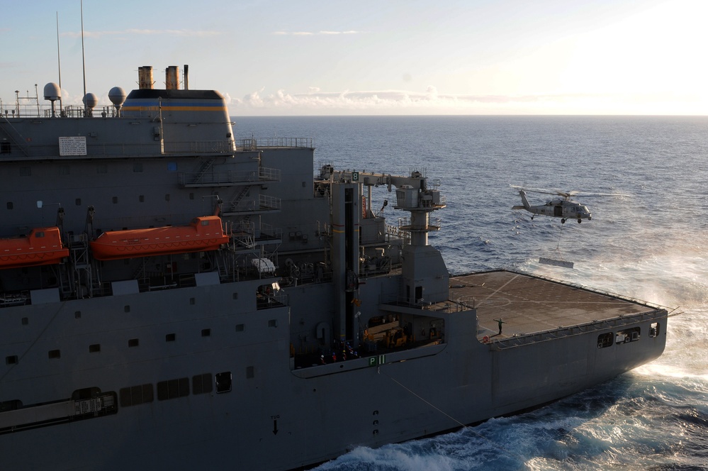 MH-60S Sea Hawk helicopter offloads ordnance