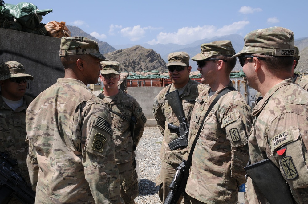 Speaking to soldiers