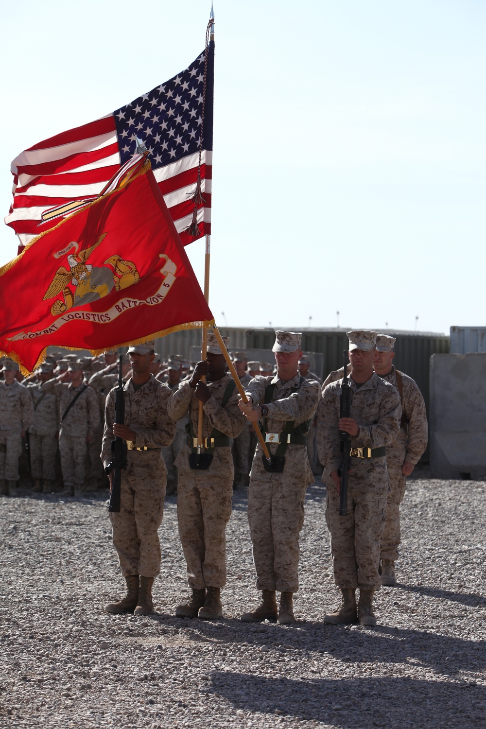 Combat Logistics Battalion 5 cases colors in Afghanistan, heads home to prepare for next mission