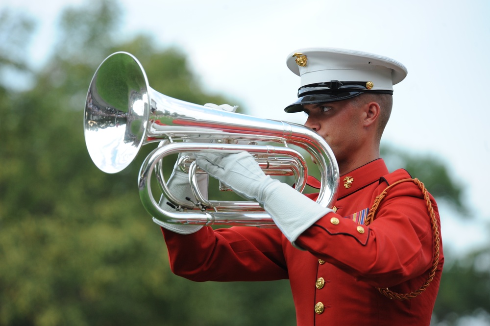 Sunset parade at Marine Corps War Memorial