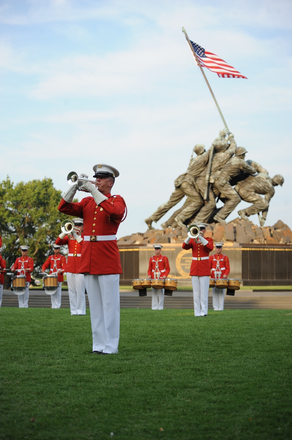 Sunset parade at Marine Corps War Memorial