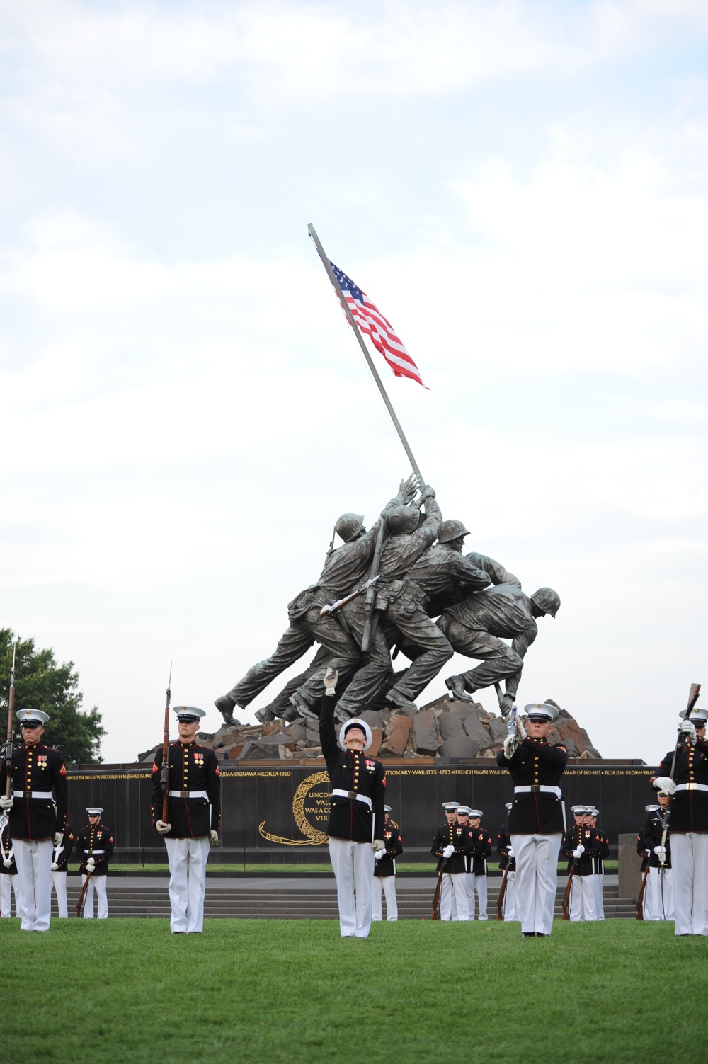 Sunset parade at Marine Corps War Memorial