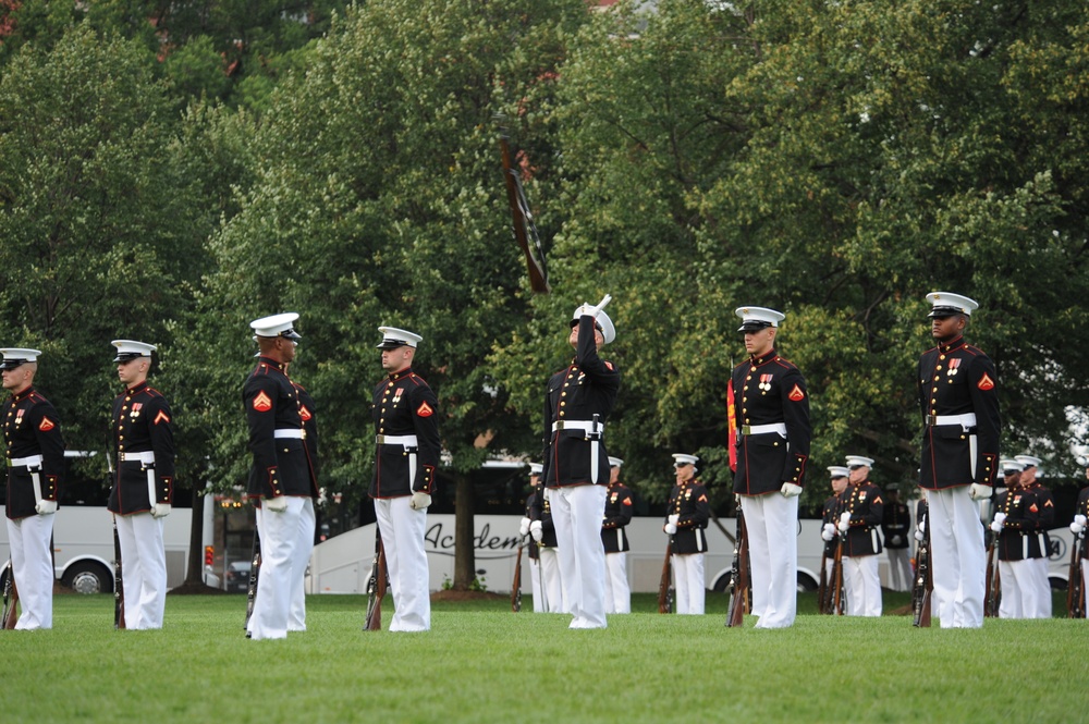 Sunset parade at Marine Corps War Memorial