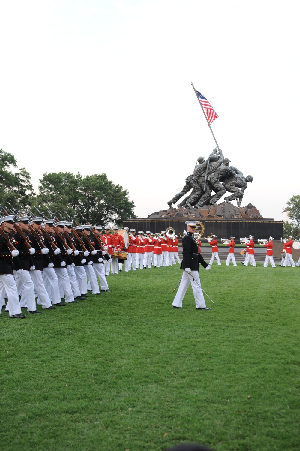 Sunset parade at Marine Corps War Memorial