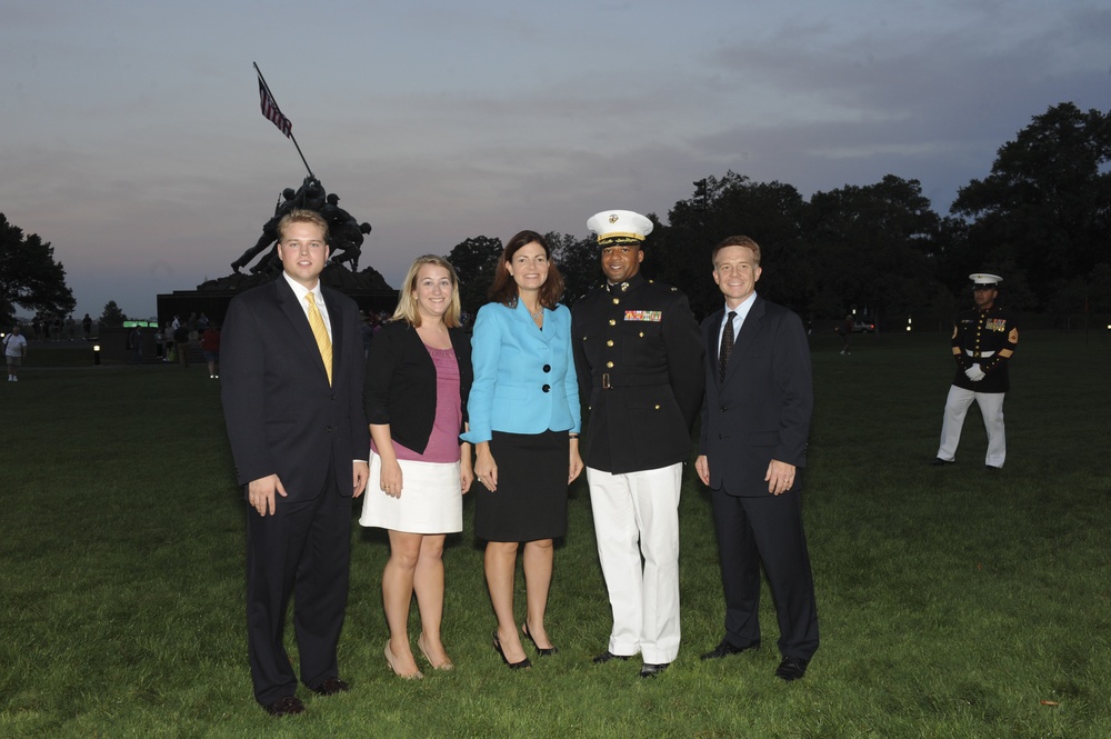 Sunset parade at Marine Corps War Memorial