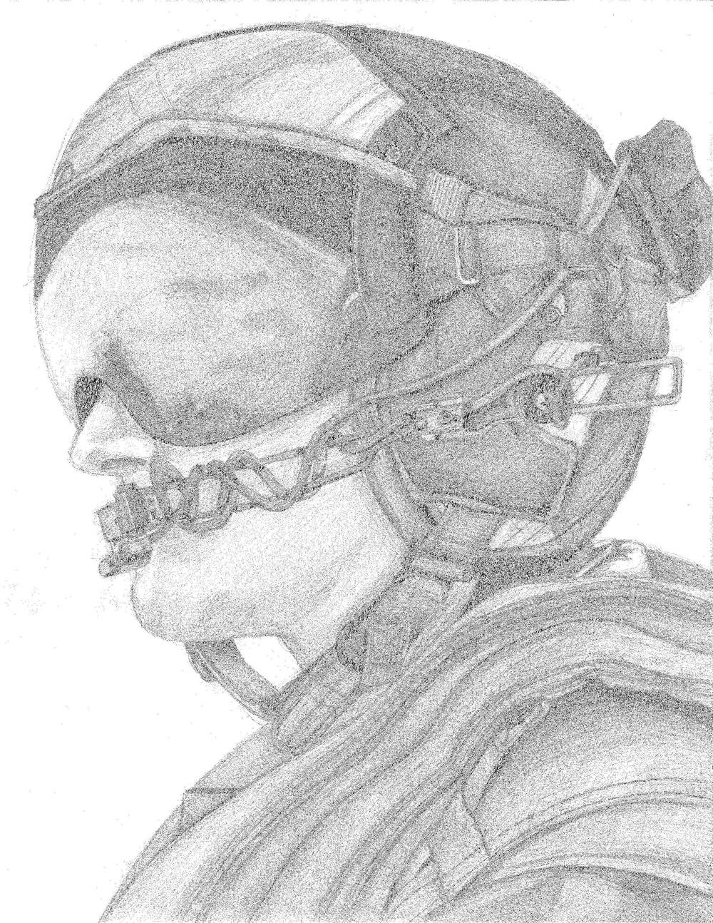 Combat sketch of U.S. Marine helicopter crew chief