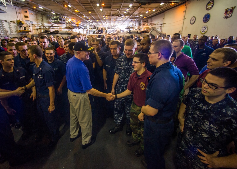 Secretary of the Navy visits USS Enterprise