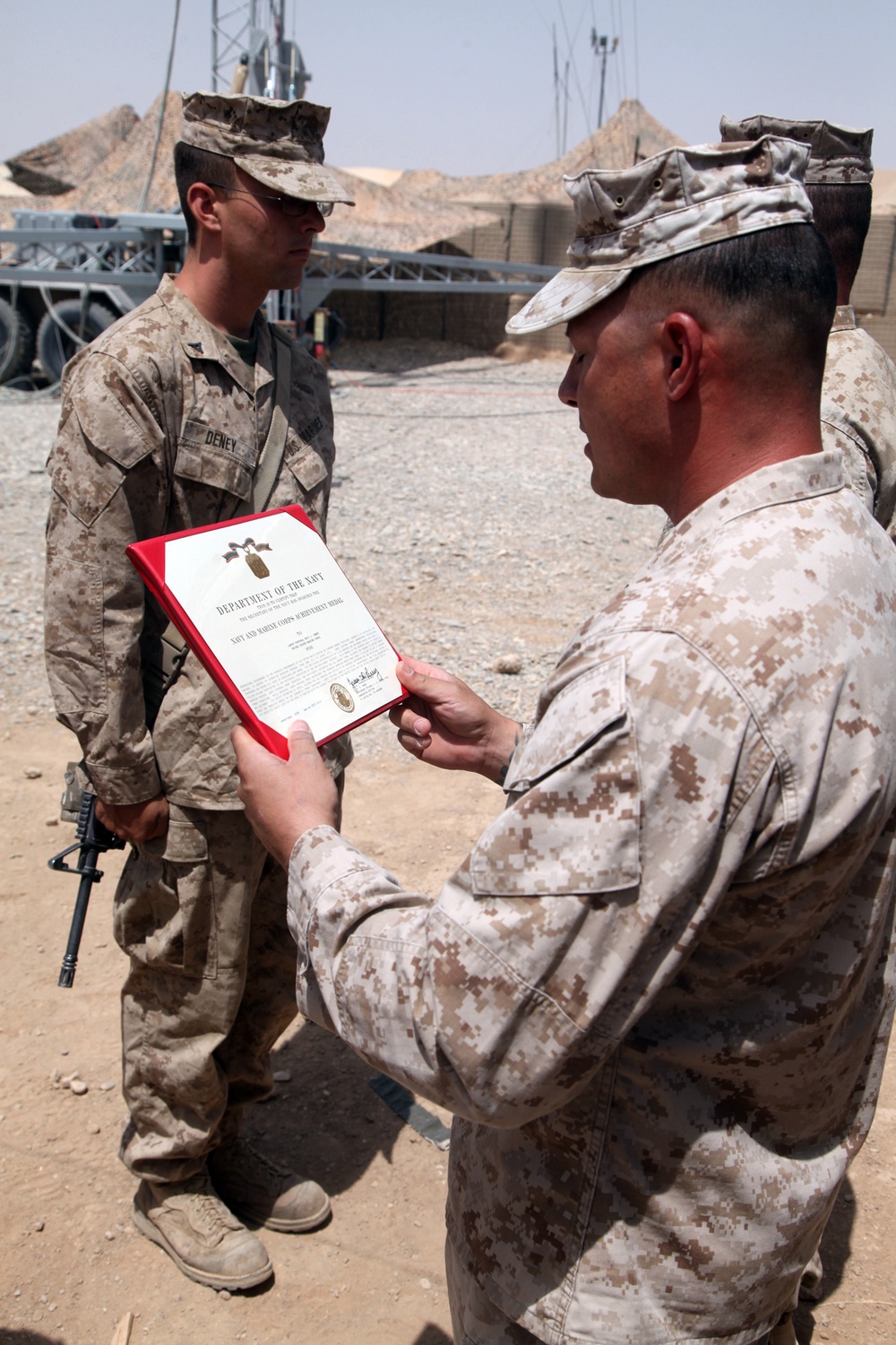 Awards ceremony on FOB Shir Ghazay