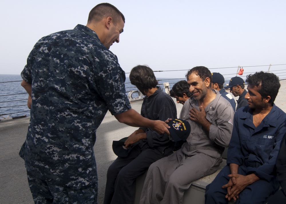 US Navy rescues 10 after Iranian ship catches on fire