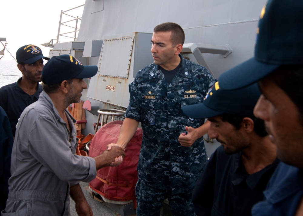 US Navy rescues 10 after Iranian ship catches on fire