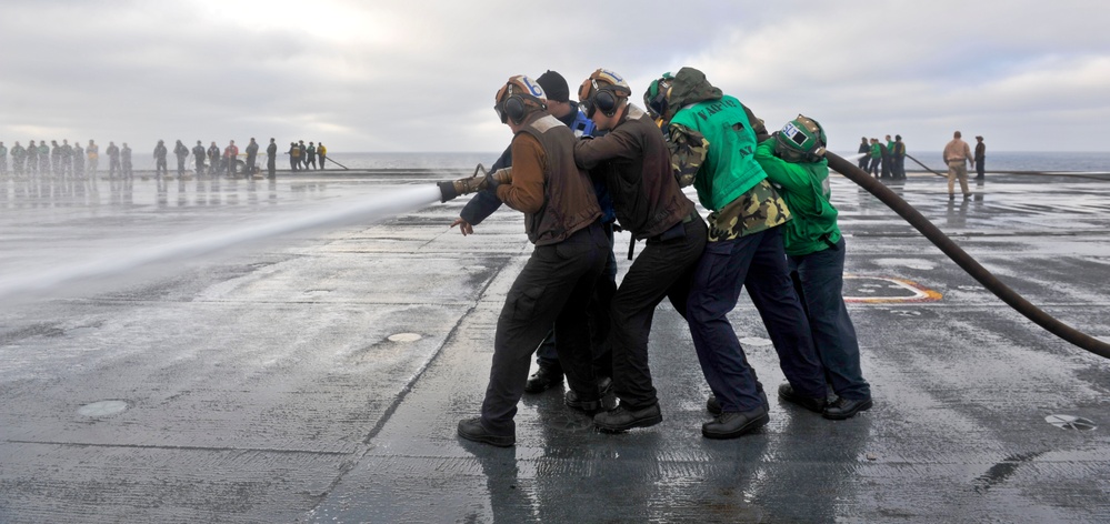 Washing down the flight deck