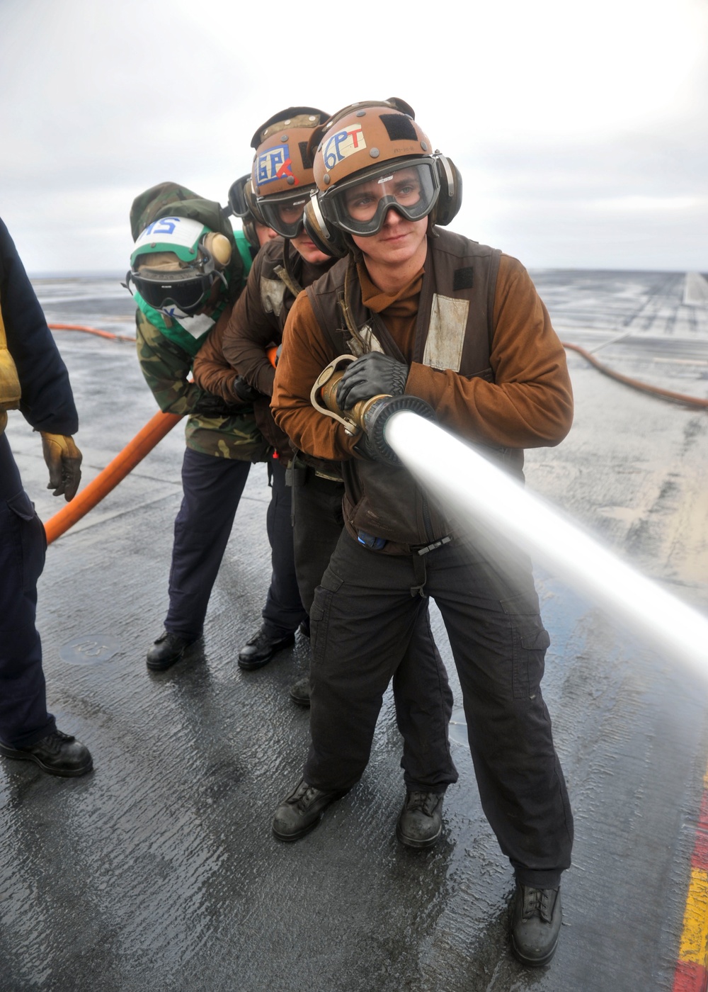 Washing down the flight deck