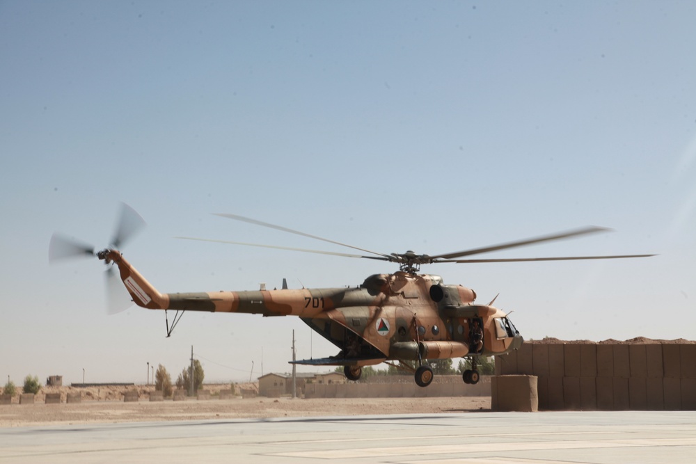 Afghan National Army Air Force supports the soldiers of the 1st Brigade, 215th Corps