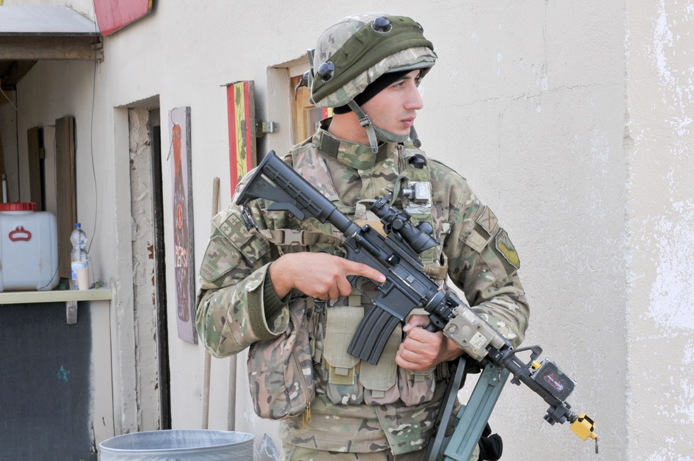Georgian 12th Light Infantry Battalion mission rehearsal exercise