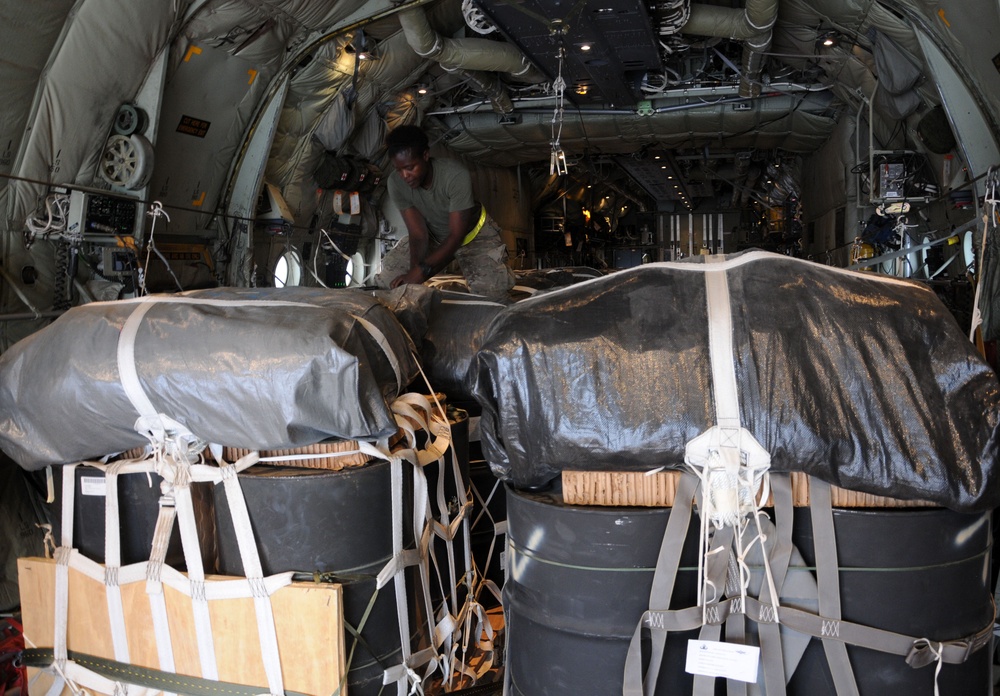 KAF riggers inspect air drop cargo