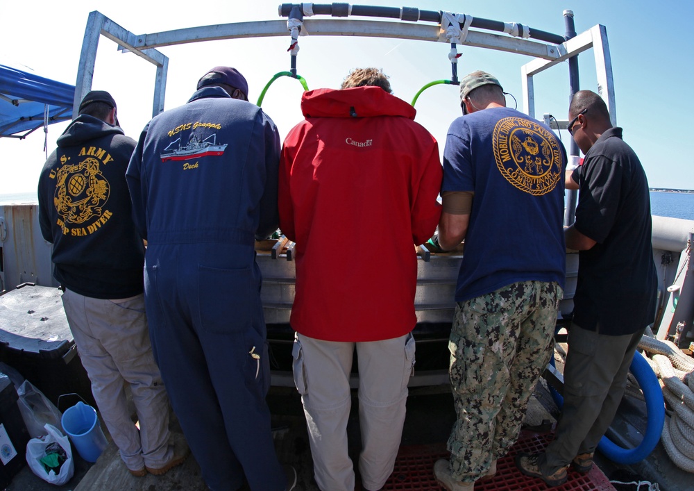 US Navy divers search for the remains of 5 un-accounted for service members from 1942