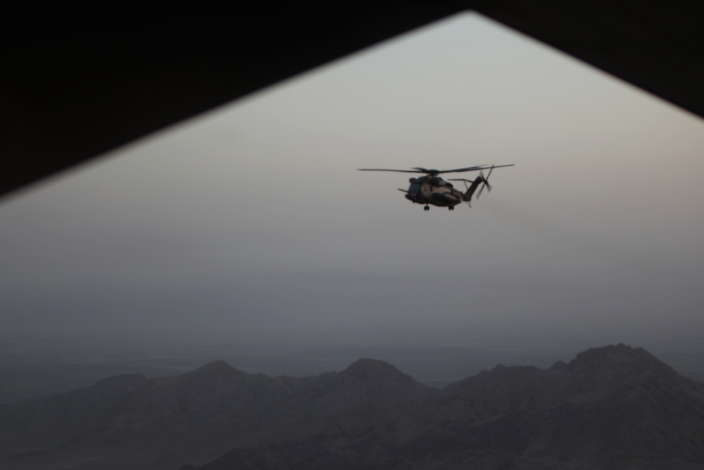 Marines with HMH-466 conduct final flight over Helmand province