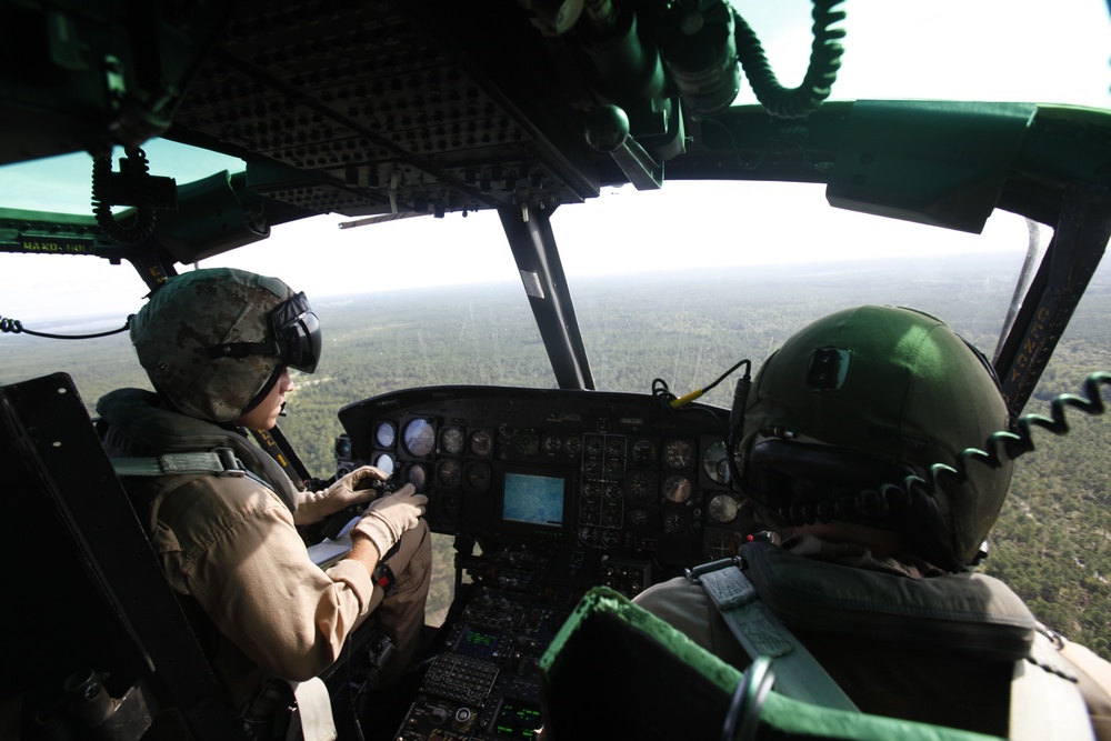 Attack helicopter Marines practice close-air support, Integrate with ground troops at Camp Lejeune