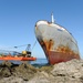 Response crews begin cutting up grounded vessel for removal