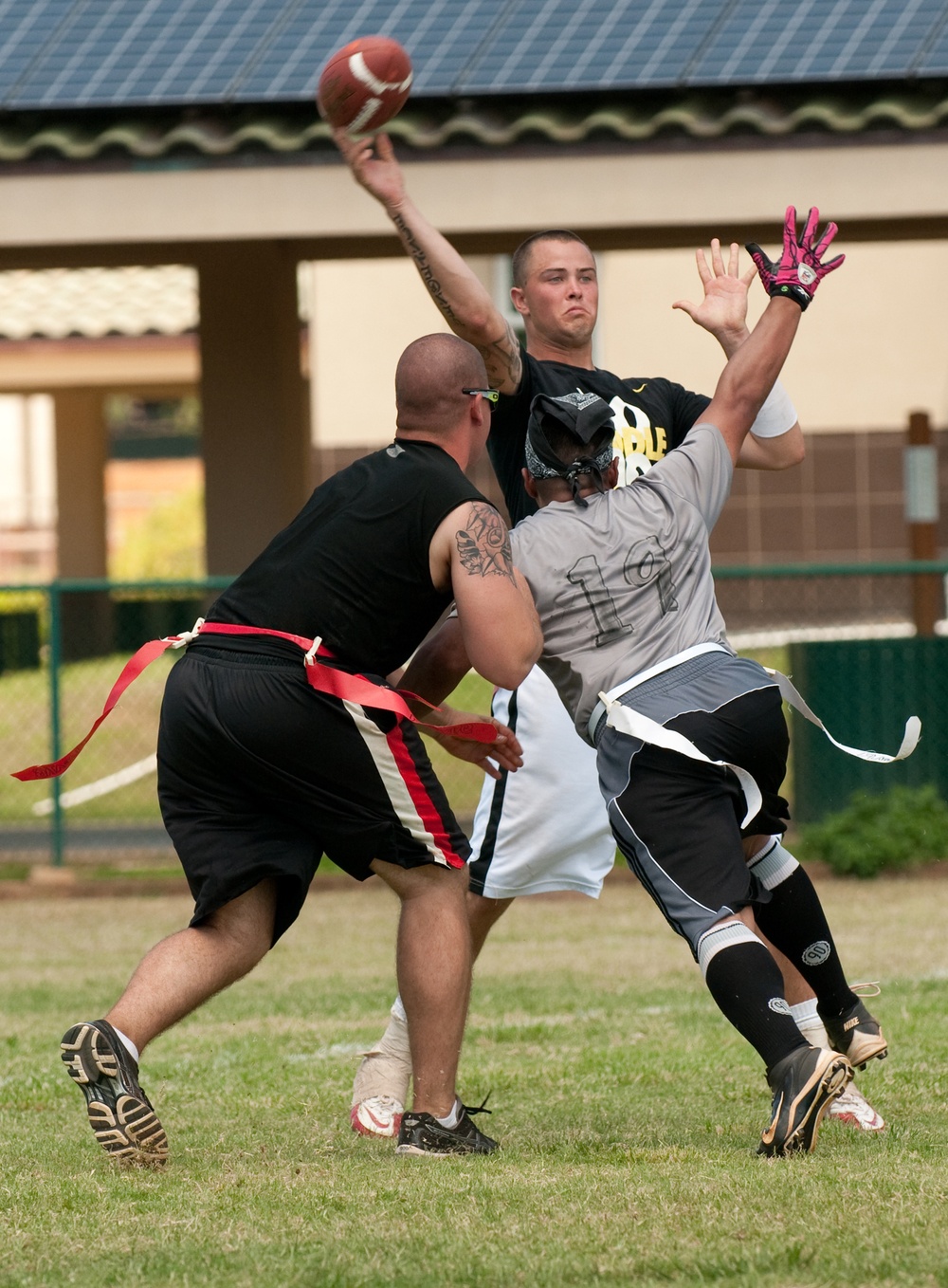 Marine Aviation Logistics Squadron 24 Black Knights defeat Kilo Company 3/3, place first in 101 Days of Summer Flag Football Tournament