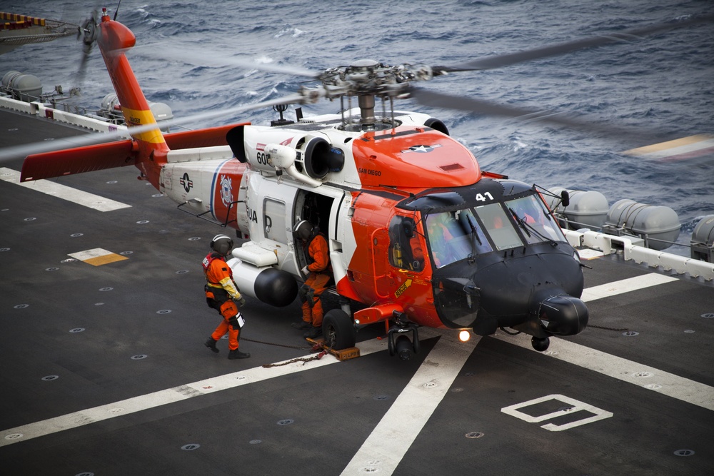 Marines, sailors help Coast Guard with casualty evacuation