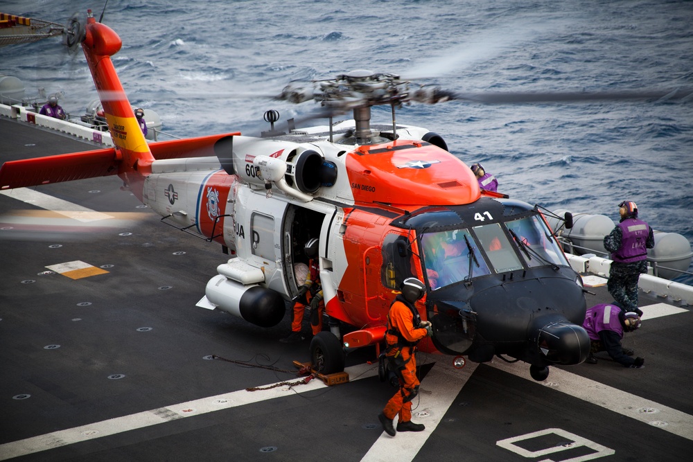 Marines, sailors help Coast Guard with casualty evacuation