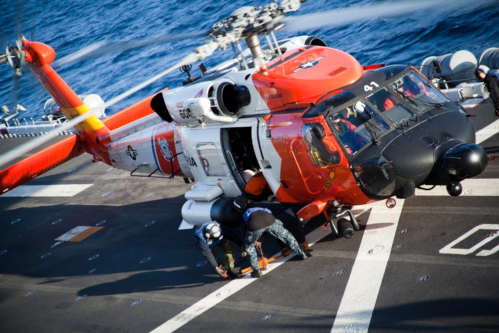 Marines, sailors help Coast Guard with casualty evacuation