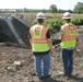 Outflow cut shows cross-section of Dallas Floodway seepage cut-off wall under construction