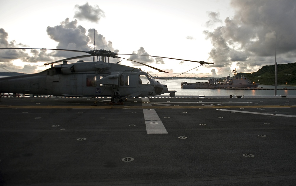 USS Tortuga moored in at White Beach Naval Facility