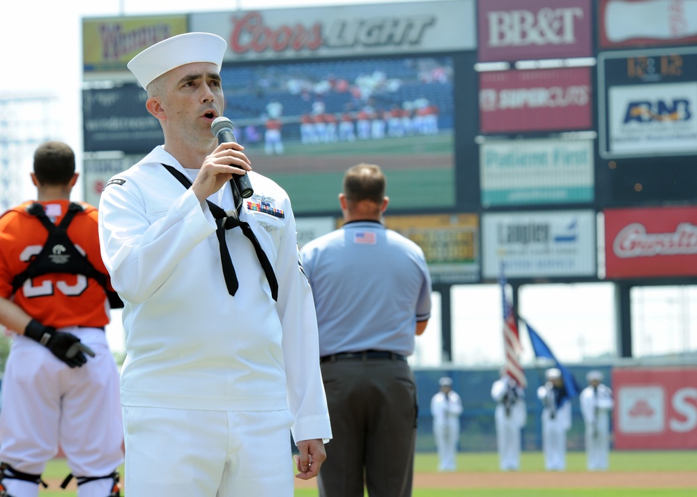 USS George H.W. Bush sailors sings national anthem